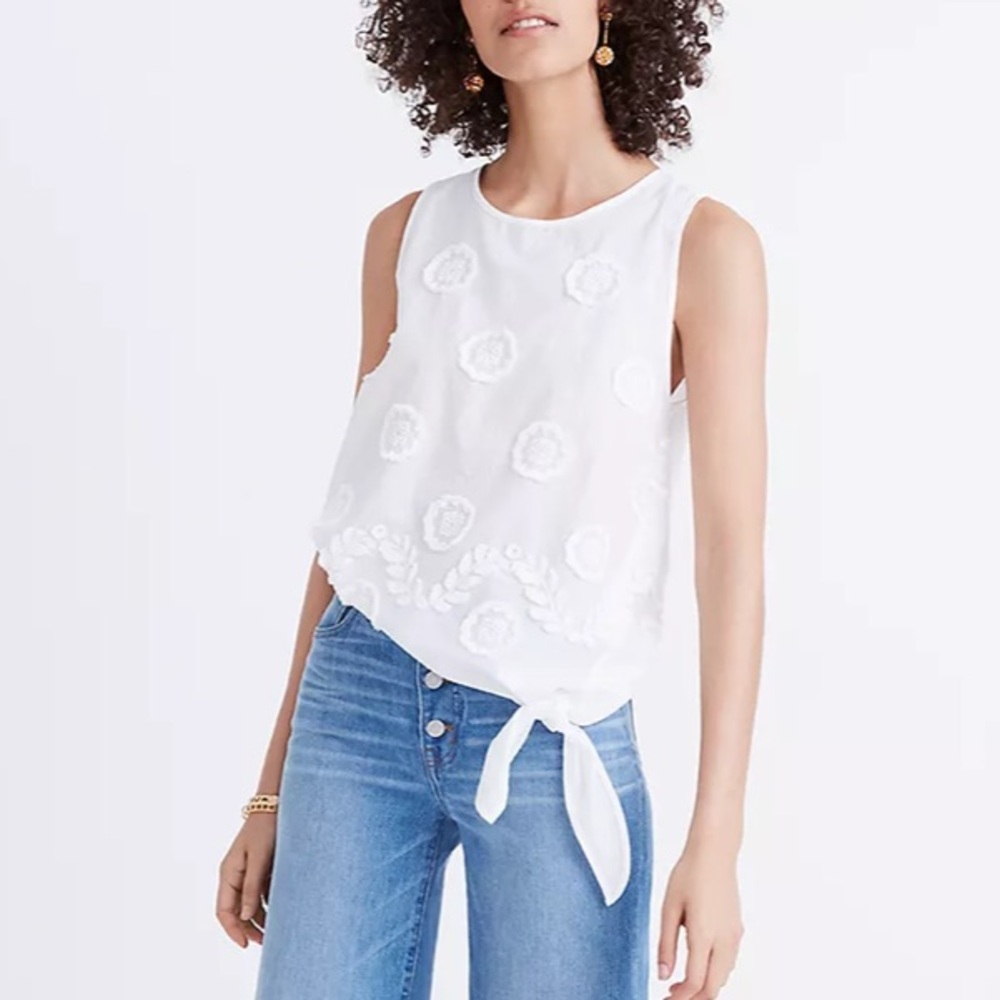Madewell Embroidered Side-Tie Tank Size L